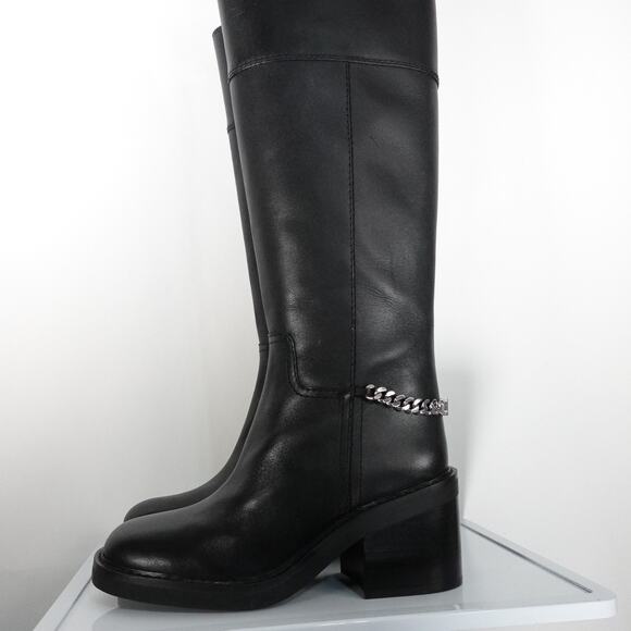 New Imperfect Michael Kors Women's Carlisle Leather Riding Boot Black 7WS - Picture 5 of 11
